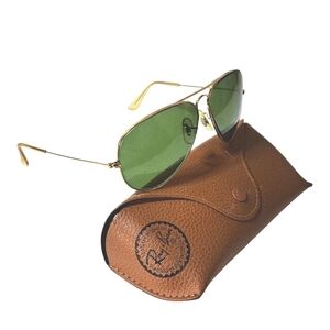 Vintage Bausch & Lomb Ray-ban Aviator Gold Green